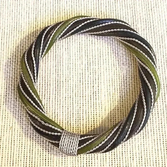Twisted Rattan Bracelet Green Brown - Picture 5 of 7